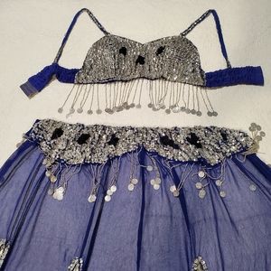 Silver and Blue Belly Dancing Outfit